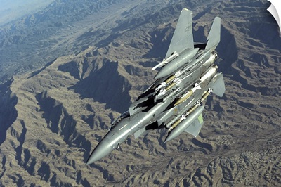 A US Air Force F15E Strike Eagle on a combat patrol over Afghanistan