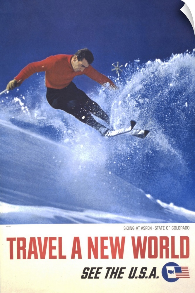 Advertisement Of Man Skiing At Aspen, Colorado, 1962
