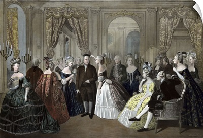 American History print of Benjamin Franklin's reception by the French court