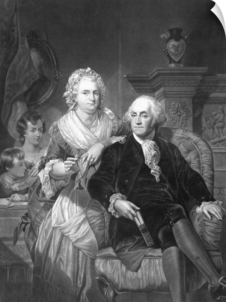 American History print of President George Washington and his family.