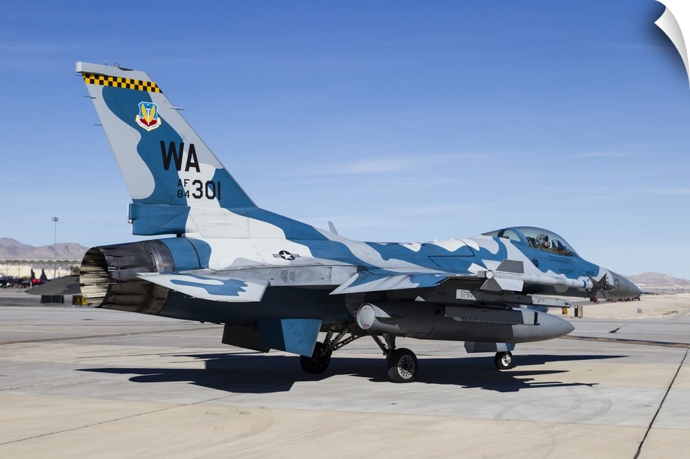 An aggressor F-16 Fighting Falcon of the U.S. Air Force at Nellis Air Force Base.
