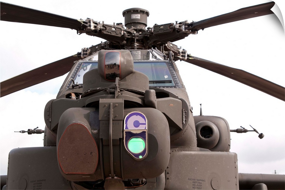 An AH-64D Apache helicopter of the Royal Air Force.