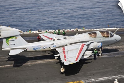 An EA-6B Prowler is ready to go from the flight deck of USS Harry S. Truman