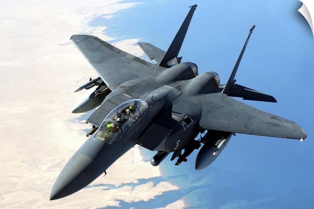 An F-15E Strike Eagle flies over Iraq during a combat mission.