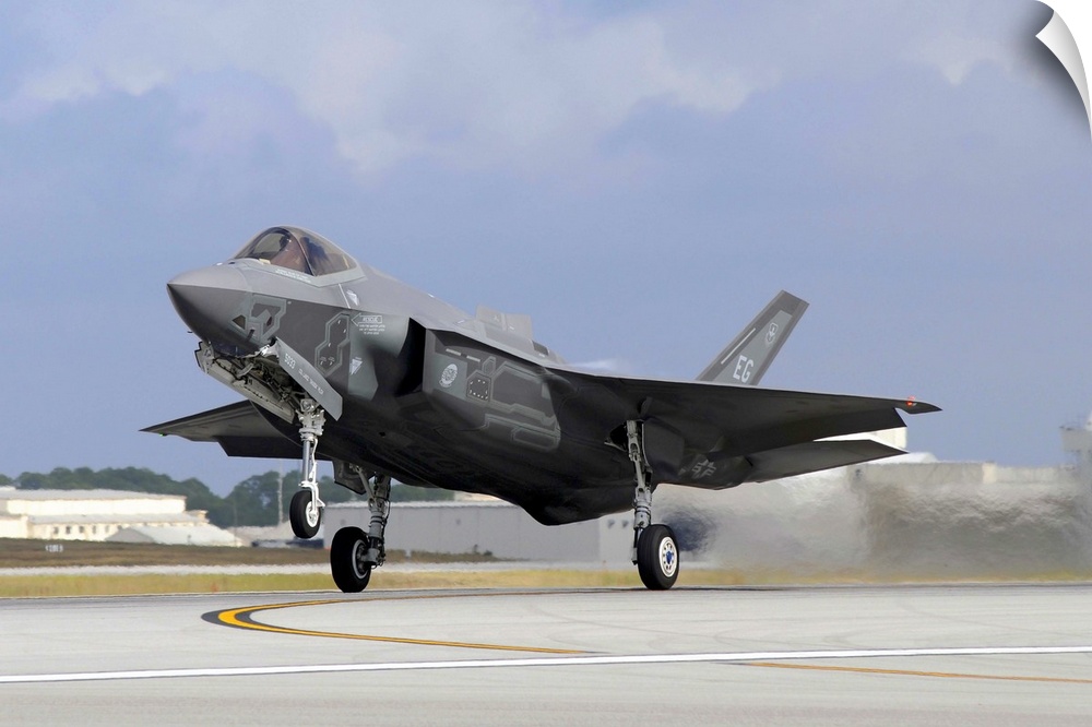 An F-35A taking off from Eglin Air Force Base, Florida.
