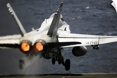 An F/A-18C Hornet Launches From USS Abraham Lincoln