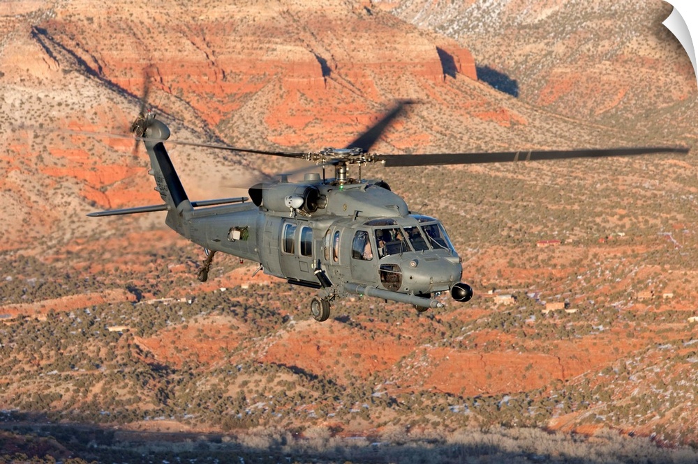 An HH-60G Pave Hawk from the 512th RQS flies a low level route during a training mission out of Kirtland Air Force Base, N...