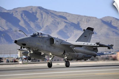 An Italian Air Force AMX fighter landing at Nellis Air Force Base in Nevada