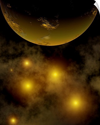 Artist's concept illustrating a star cluster in the Milky Way galaxy