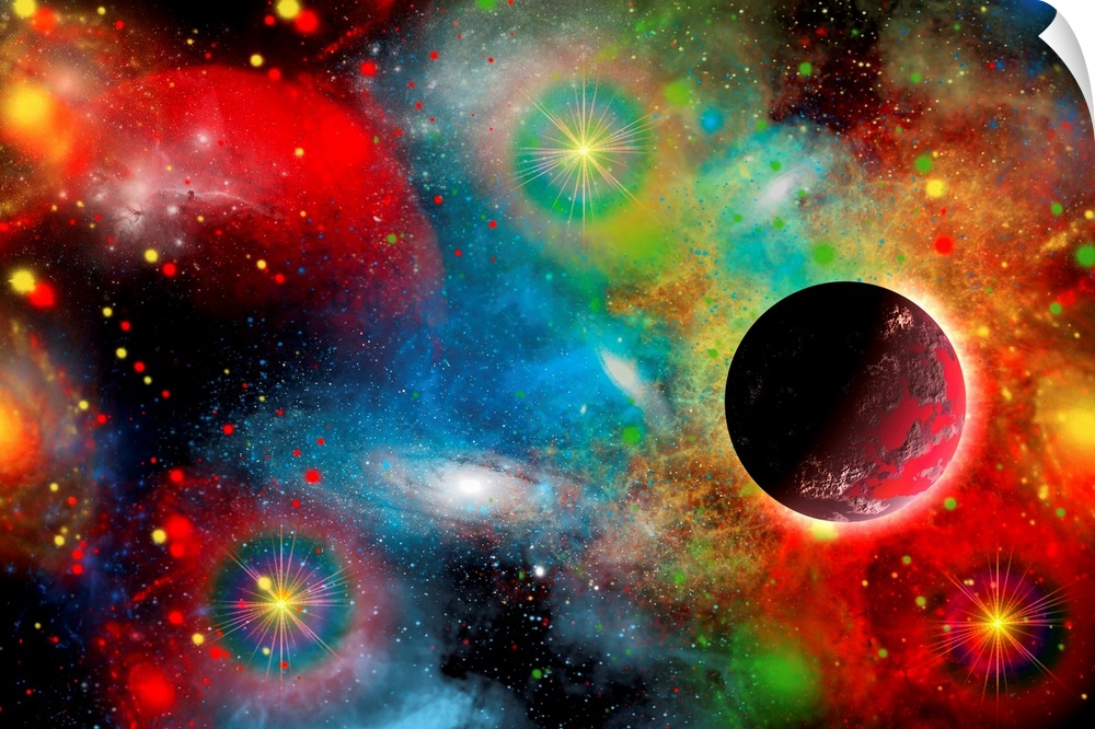 Artist's concept illustrating what a beautiful, colorful place our cosmic universe truly is.