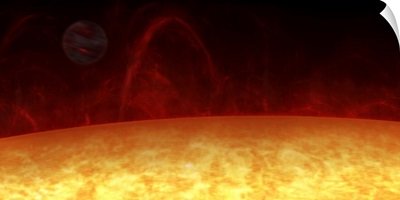 Artists concept of a Hot Jupiter orbiting a star named 51 Pegasi
