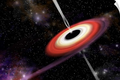 Artist's depiction of a black hole and it's accretion disk in interstellar space