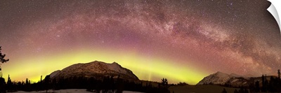 Aurora borealis, Comet Panstarrs and Milky Way over Yukon, Canada