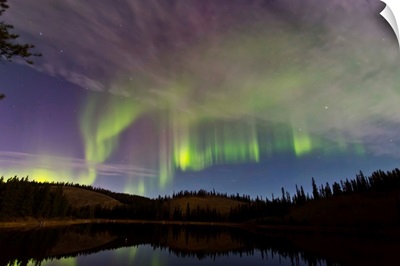Aurora borealis over Hidden Lake, Yukon, Canada