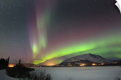 Aurora Borealis over Nares Lake, Carcross, Yukon, Canada