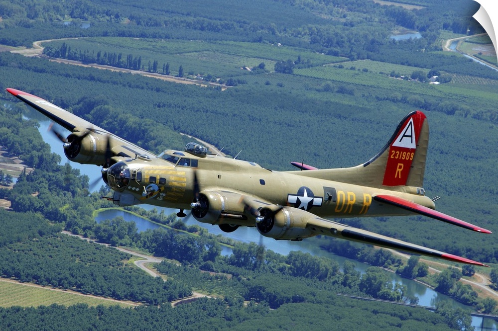 B-17 Flying Fortress flying over Concord, California.
