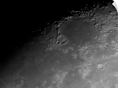 Close up detail view of the moon