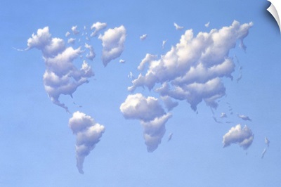 Clouds forming the shape of Earth's continents
