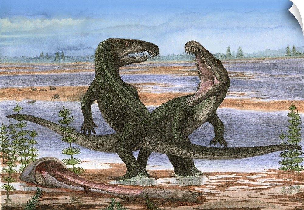 Confrontation between two prehistoric Archosaurus rossicus.
