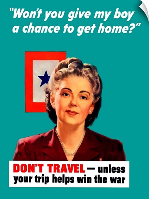 Digitally restored vector war propaganda poster. Don't travel
