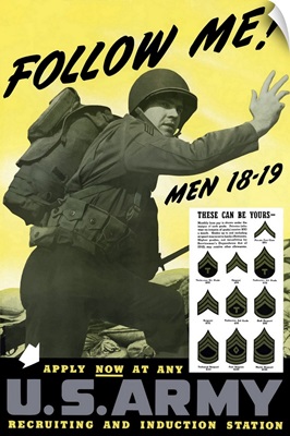 Digitally restored vector war propaganda poster. Follow Me!