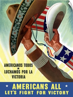 Digitally restored vector war propaganda poster. Let's Fight For Victory