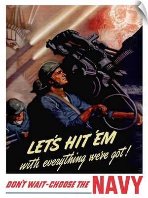 Digitally restored vector war propaganda poster. Let's hit 'em