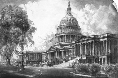 Digitally restored vintage print of the U.S. Capitol Building