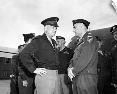 Dwight Eisenhower Talking With Lucius Clay At Gatow Airport In Berlin, Germany, 1945