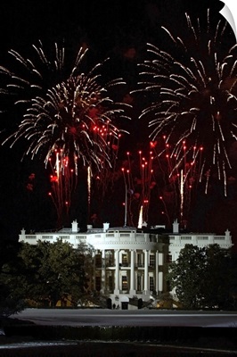 Fireworks explode over the White House