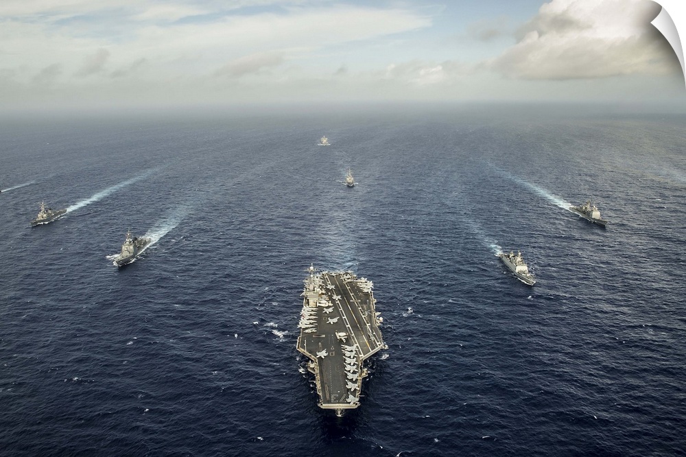 Waters East of Okinawa, July 30, 2014 - The aircraft carrier USS George Washington (CVN 73) and ships from the U.S. Navy, ...