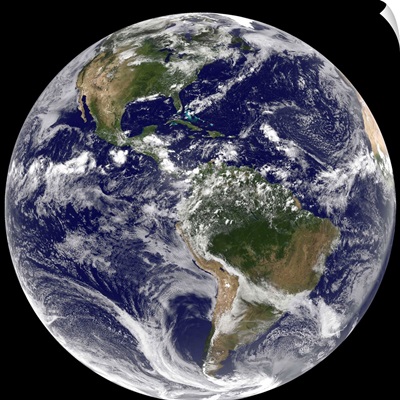 Full Earth showing North America and South America