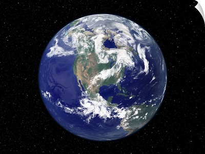 Fully lit Earth centered on North America
