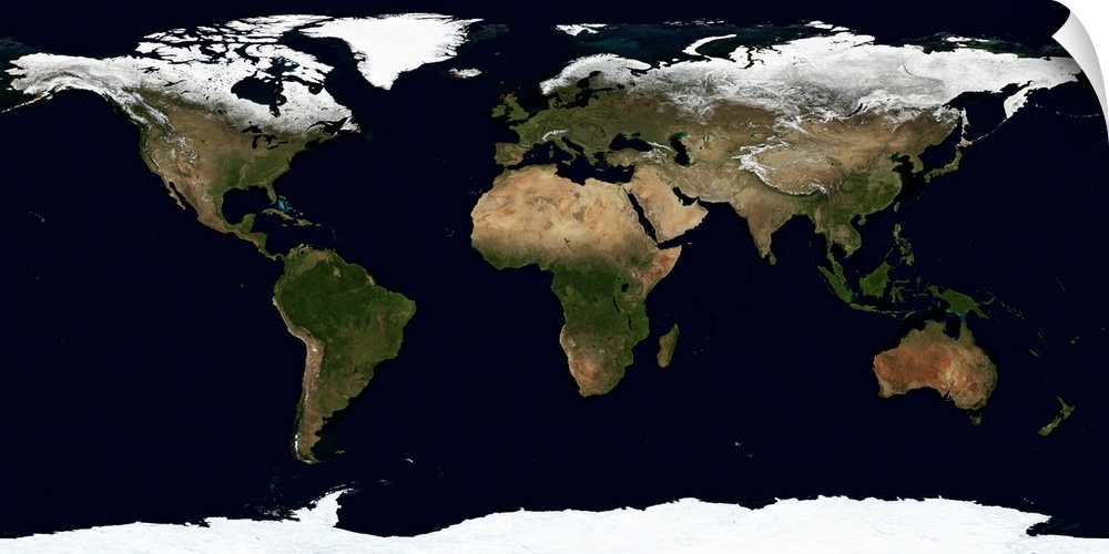 Large panoramic canvas of Earth from space.