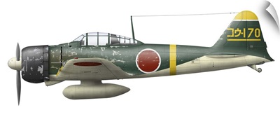 Illustration of a Mitsubishi A6M2 Zero fighter plane