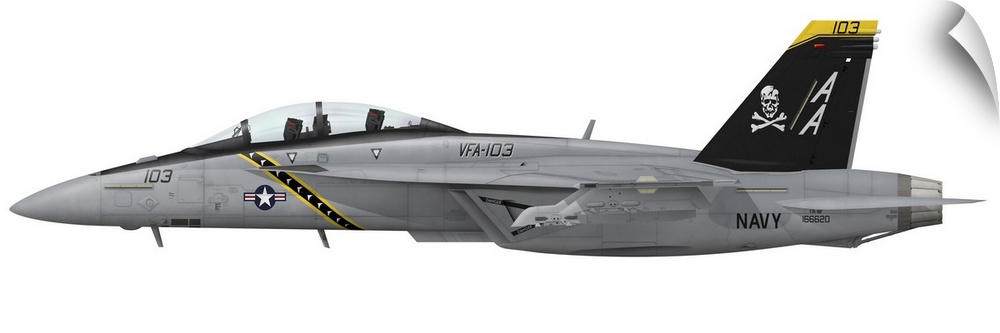 F/A-18F Super Hornet assigned to VFA-103 Jolly Rogers AA-103. AA-103 wears the distinctive high contrast markings of the J...