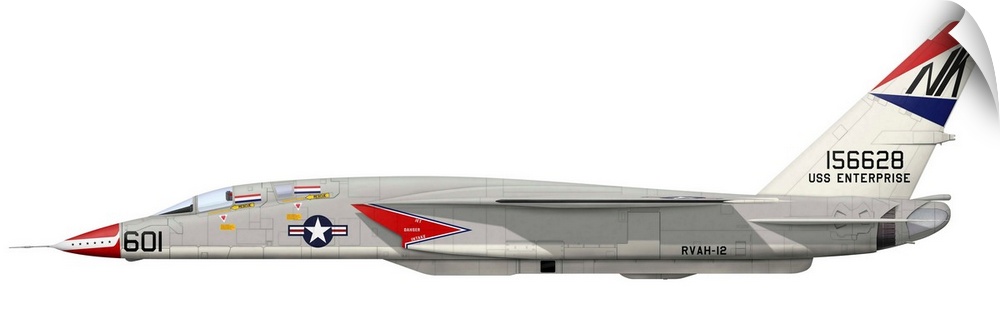 Illustration of an RA-5C Vigilante reconnaissance aircraft. RA-5C initially served with RVAH-14, then RVAH-9 before seeing...