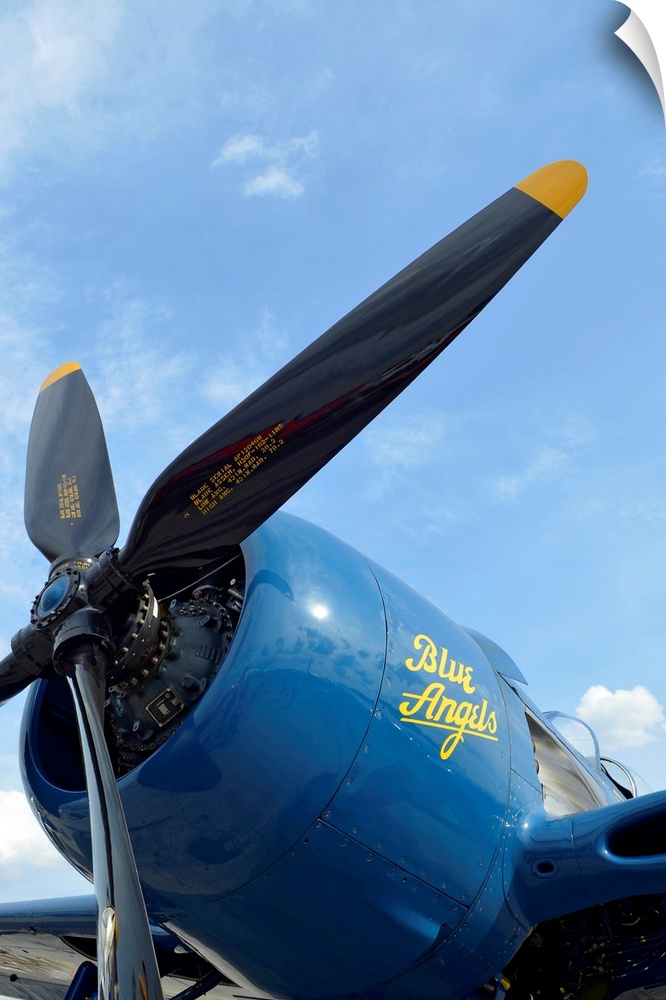 Low angle view of the propeller on a F8F Bearcat.