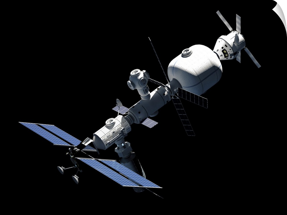 Lunar Gateway space station concept, complete view.