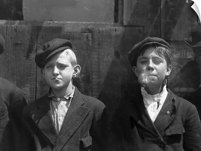 May 9, 1910 - Young Newsboys Smoking On A St. Louis, Missouri Street