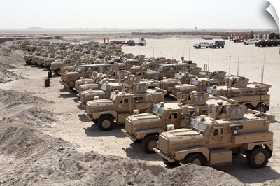 Mine Resistant Ambush Protected vehicles at Camp Taqaddum, Iraq