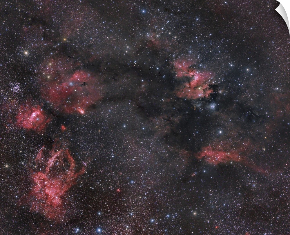 Lots of dust and gas nebulosity within the Cepheus constellation.