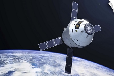 Orion module in orbit above Earth