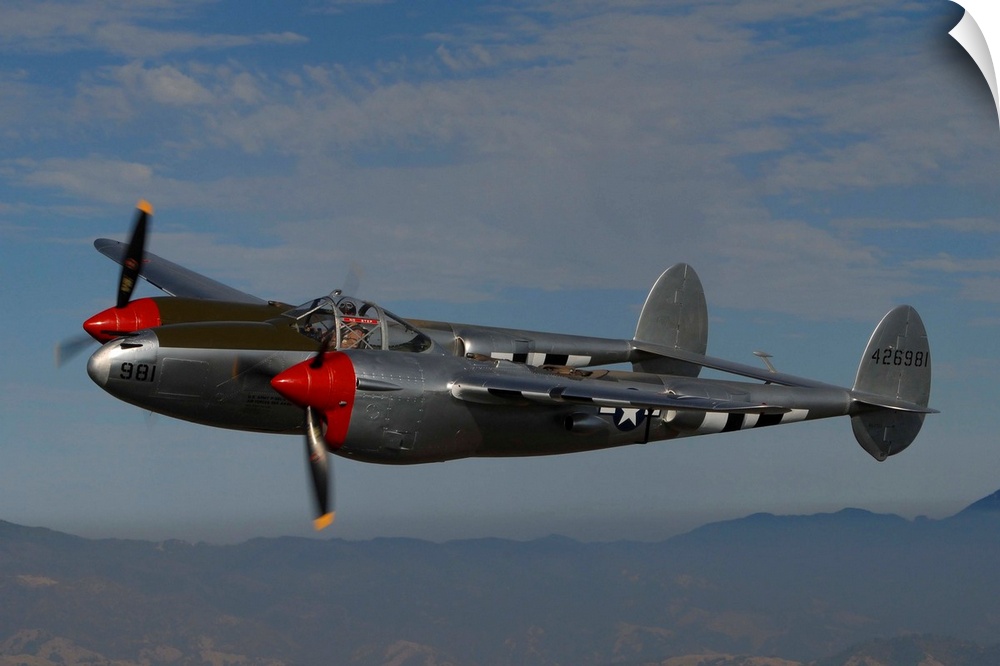 P-38 Lightning flying over Santa Rosa, California.