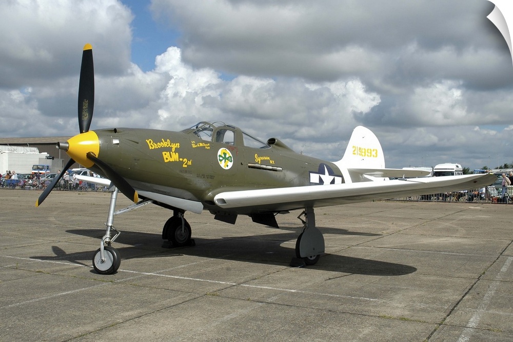 P-39 Airacobra in United States Army Air Corps colors at Duxford airport, England.