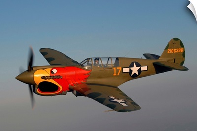 P-40 Warhawk flying over Chino, California
