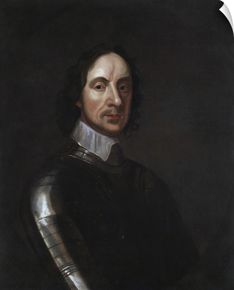 Painted portrait of English Military and Political leader Oliver Cromwell.