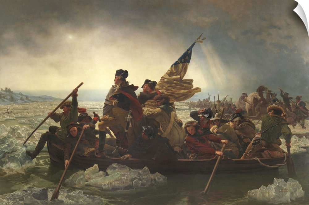 Painting of George Washington crossing the Delaware.