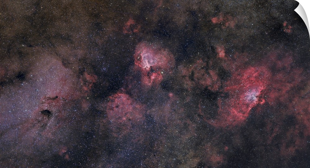 This large field contains many famous objects including the Eagle Nebula, Swan Nebula, Lobster Nebula, and many others.