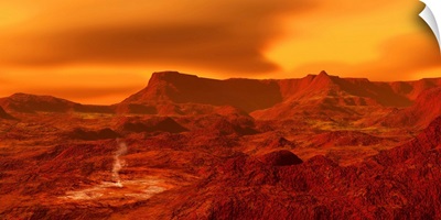 Panorama of a landscape on Venus at 700 degress Fahrenheit